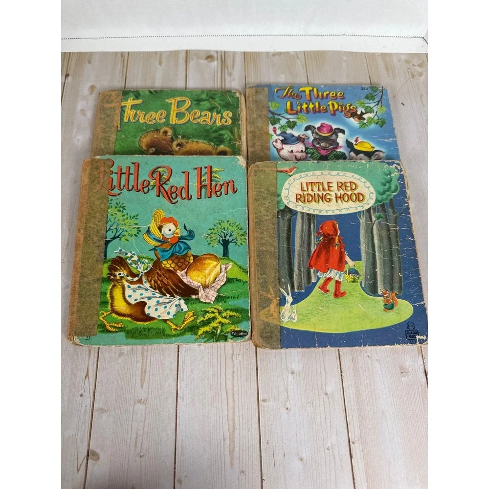 Whitman Tell-A-Tale Lot 4 HC Three Bears Pigs Red Hen Hood Vintage